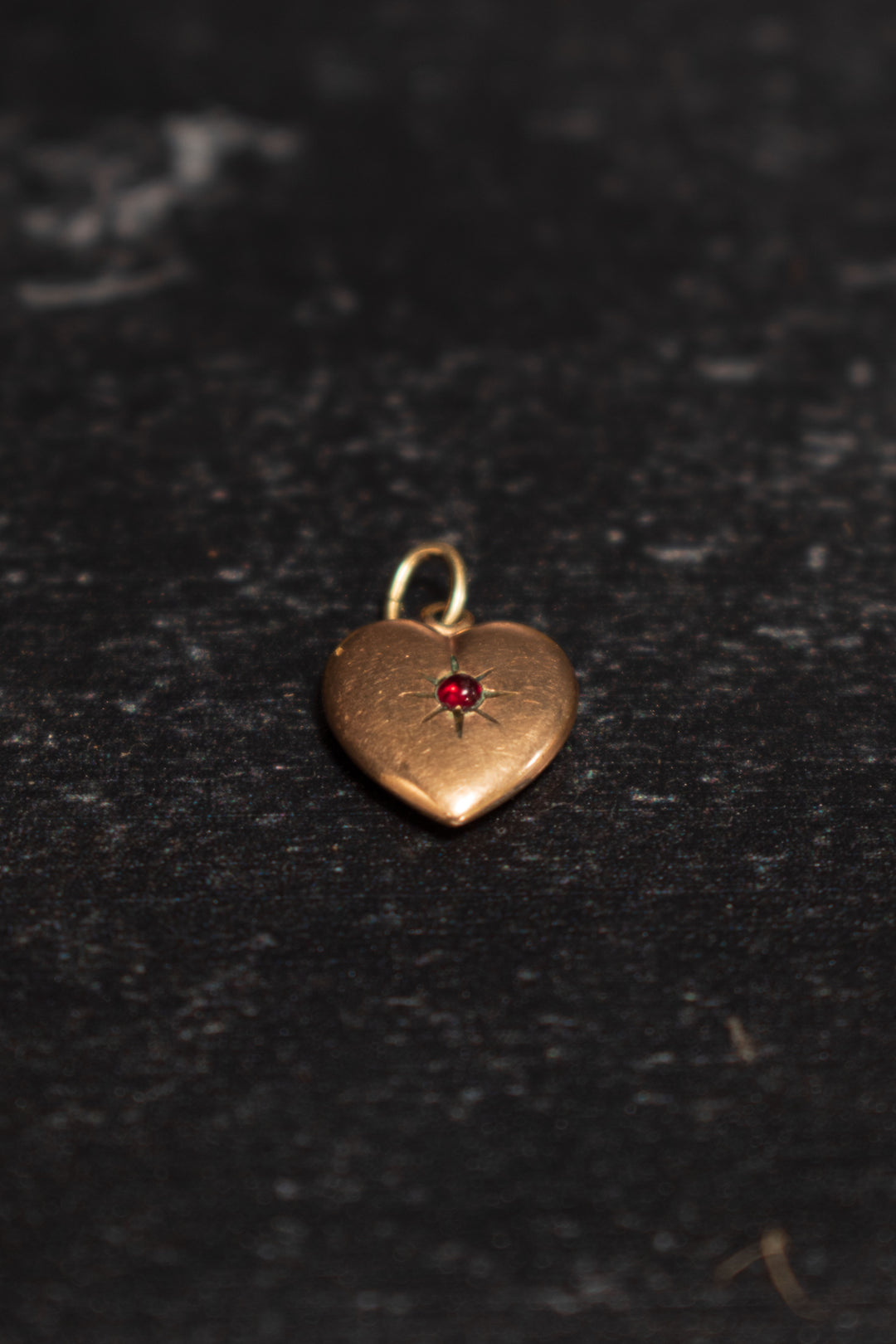 Charm - Gold Filled Heart w/ Ruby Stone
