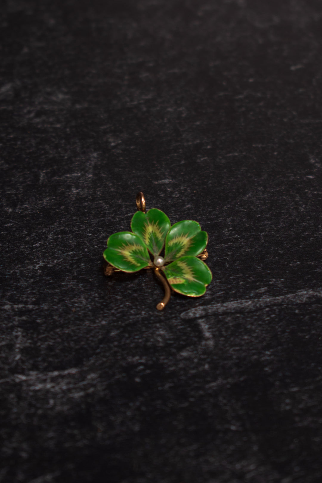 Pendant - 14k Gold Enamel Clover