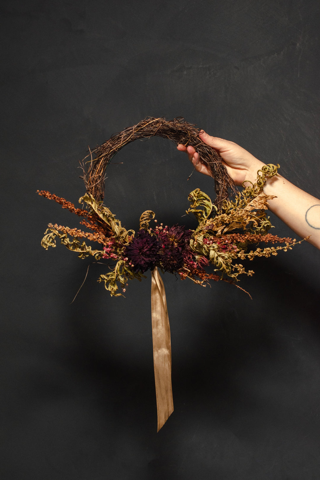 Handcrafted Moody Dried Floral Wreath