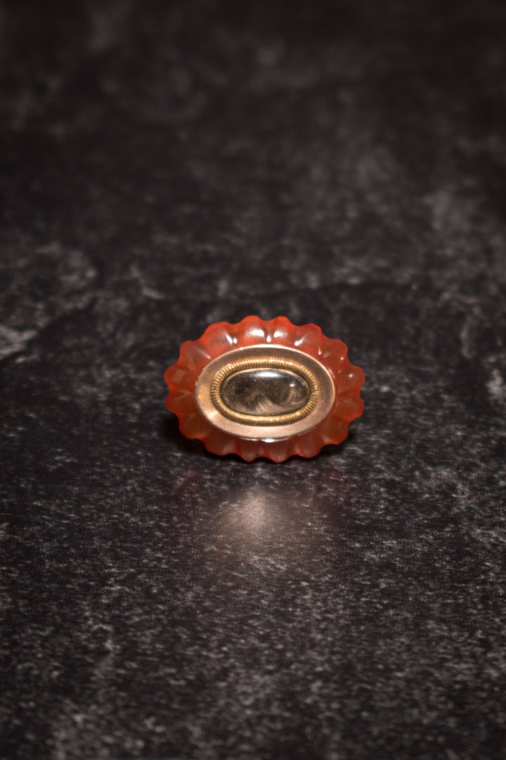 Brooch - 10k & Carnelian Mourning Pin