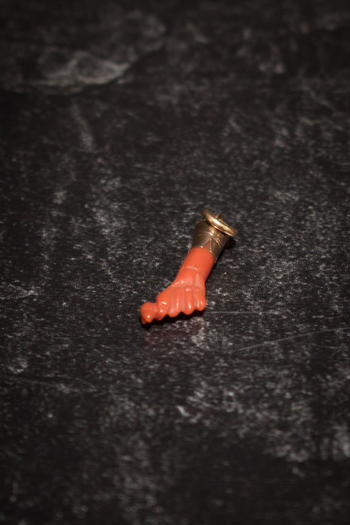 Charm - 9k & Coral Hand Holding Bird