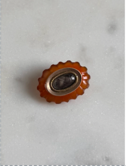 Brooch - 10k & Carnelian Mourning Pin